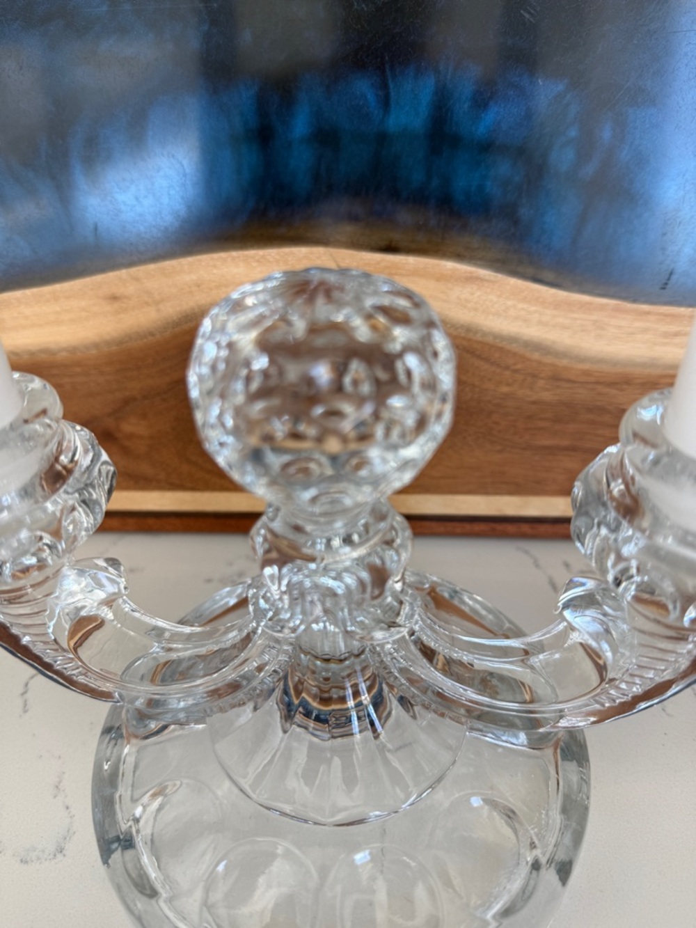 Vintage Heisey glass 2 light candlelabra - Picture 4 of 13